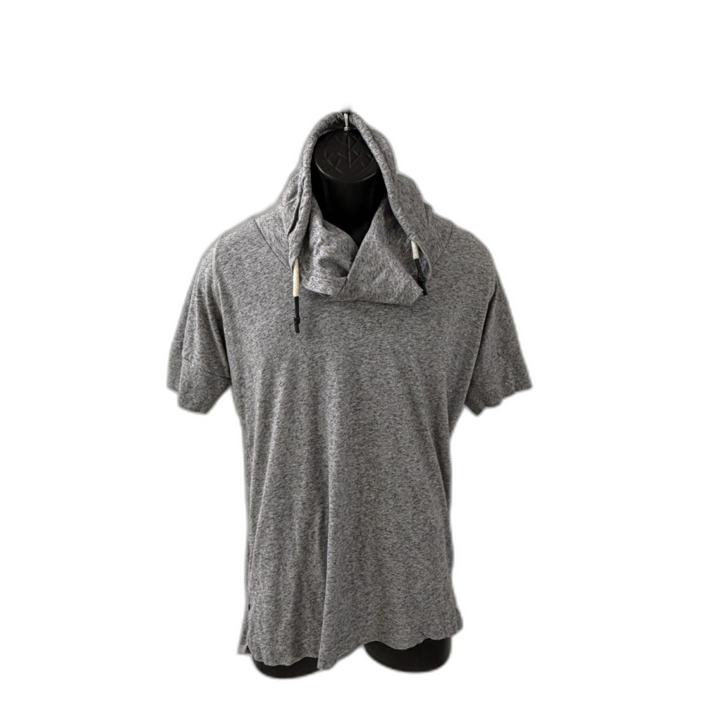 J.C. Rags Men's Heather Gray Cowl Neck Short Sleeve Hoodie Large